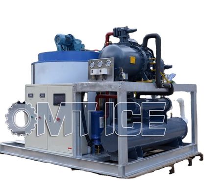 Machine de fabrication de glace en flocons de 8 tonnes pour le stockage des poissons avec compresseur Bitzer